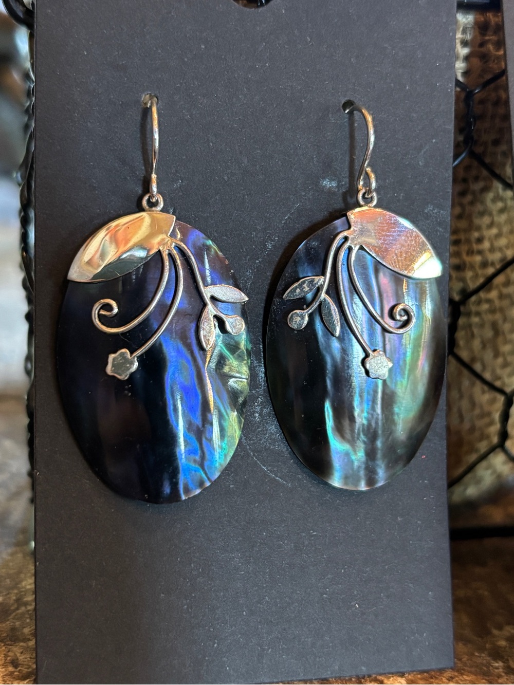 Sterling Silver Abalone Shell Drop Earrings
